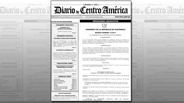 Publican norma que prohíbe el matrimonio de menores de edad – Diario de  Centro América
